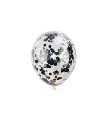 Balony konfetti czarne 30 cm - 10 sztuk