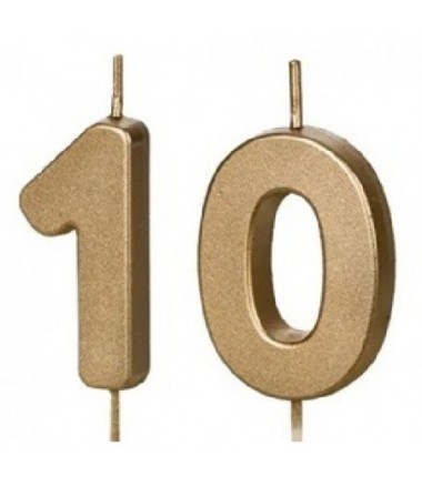 Świeczki urodzinowe Cyferki 10 - 4,5 cm - złote