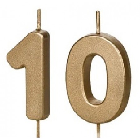Świeczki urodzinowe Cyferki 10 - 4,5 cm - złote
