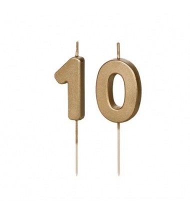 Świeczki urodzinowe Cyferki 10 - 4,5 cm - złote
