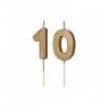 Świeczki urodzinowe Cyferki 10 - 4,5 cm - złote