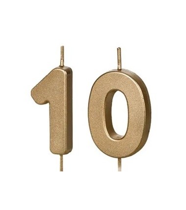 Świeczki urodzinowe Cyferki 10 - 4,5 cm - złote