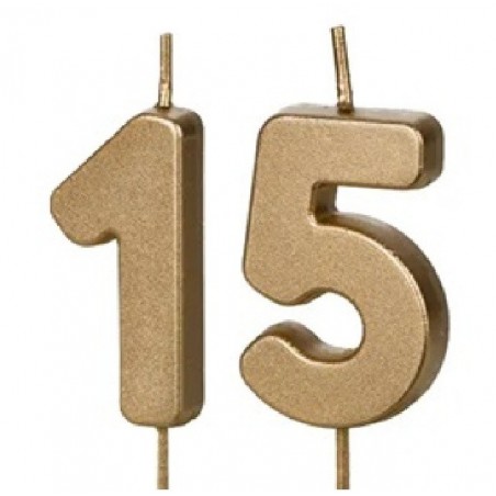 Świeczki urodzinowe Cyferki 15 - 4,5 cm - złote
