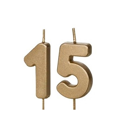 Świeczki urodzinowe Cyferki 15 - 4,5 cm - złote