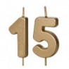 Świeczki urodzinowe Cyferki 15 - 4,5 cm - złote