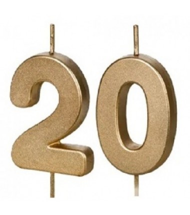 Świeczki urodzinowe Cyferki 20 - 4,5 cm - złote