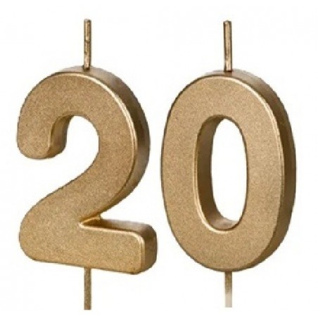 Świeczki urodzinowe Cyferki 20 - 4,5 cm - złote