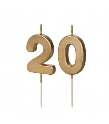Świeczki urodzinowe Cyferki 20 - 4,5 cm - złote