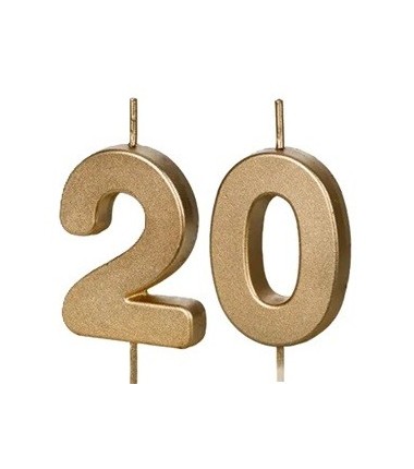 Świeczki urodzinowe Cyferki 20 - 4,5 cm - złote