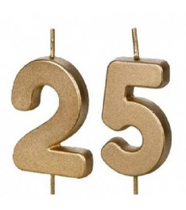Świeczki urodzinowe Cyferki 25 - 4,5 cm - złote