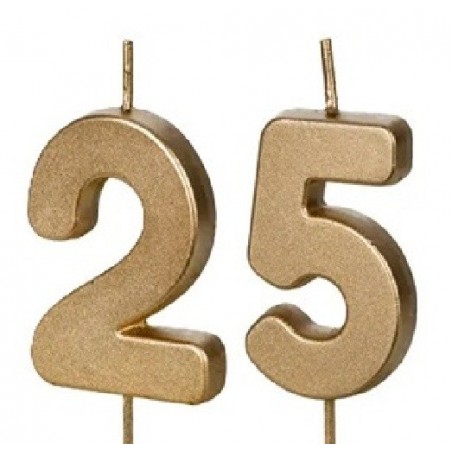 Świeczki urodzinowe Cyferki 25 - 4,5 cm - złote