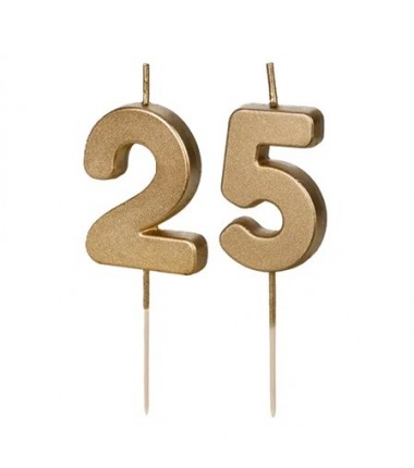 Świeczki urodzinowe Cyferki 25 - 4,5 cm - złote