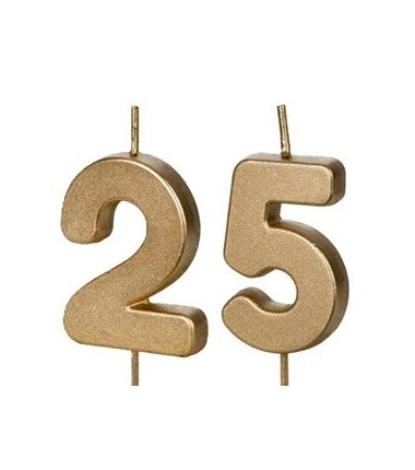 Świeczki urodzinowe Cyferki 25 - 4,5 cm - złote