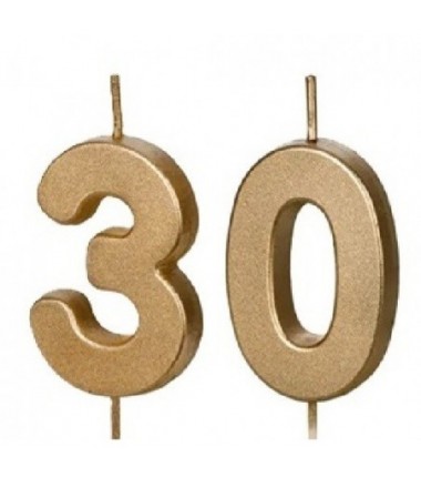 Świeczki urodzinowe Cyferki 30 - 4,5 cm - złote
