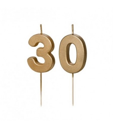 Świeczki urodzinowe Cyferki 30 - 4,5 cm - złote