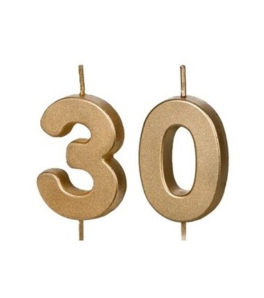 Świeczki urodzinowe Cyferki 30 - 4,5 cm - złote