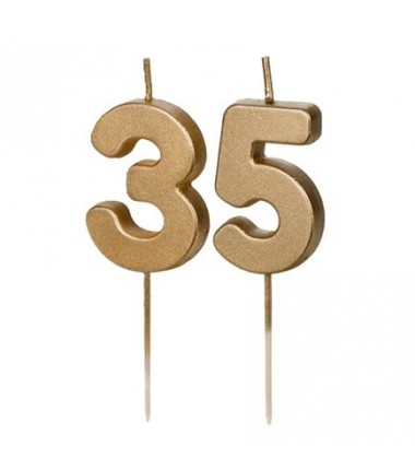 Świeczki urodzinowe Cyferki 35 - 4,5 cm - złote