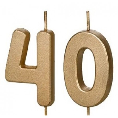 Świeczki urodzinowe Cyferki 40 - 4,5 cm - złote