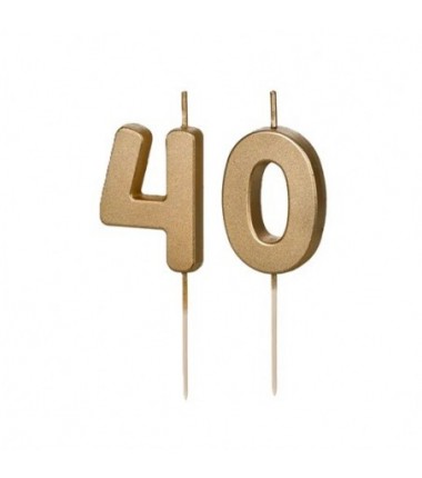 Świeczki urodzinowe Cyferki 40 - 4,5 cm - złote