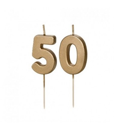 Świeczki urodzinowe Cyferki 50 - 4,5 cm - złote