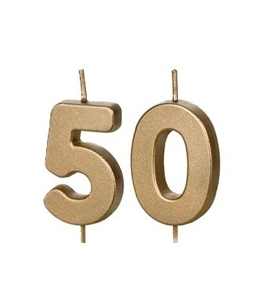 Świeczki urodzinowe Cyferki 50 - 4,5 cm - złote