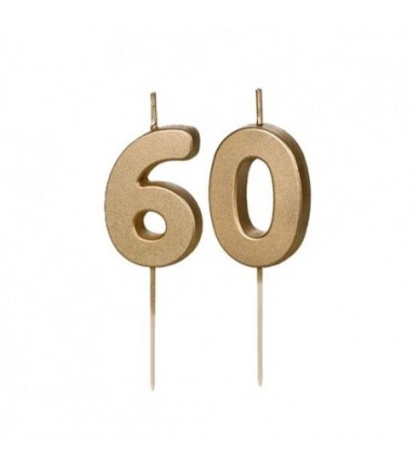 Świeczki urodzinowe Cyferki 60 - 4,5 cm - złote