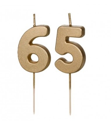 Świeczki urodzinowe Cyferki 65 - 4,5 cm - złote