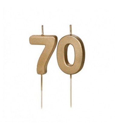 Świeczki urodzinowe Cyferki 70 - 4,5 cm - złote