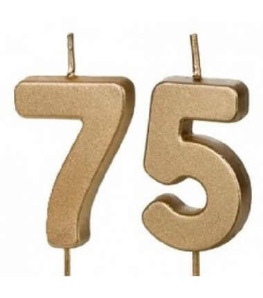 Świeczki urodzinowe Cyferki 75 - 4,5 cm - złote