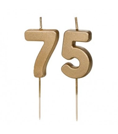 Świeczki urodzinowe Cyferki 75 - 4,5 cm - złote