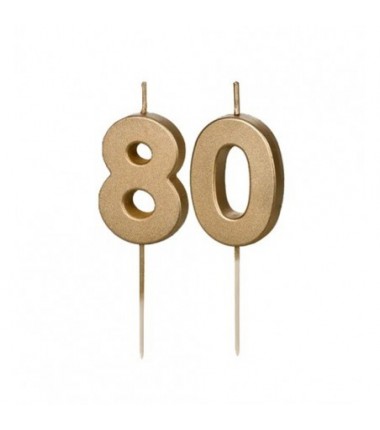 Świeczki urodzinowe Cyferki 80 - 4,5 cm - złote