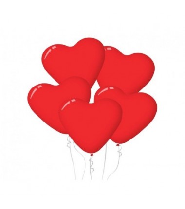 Balony Decomex SERCE CZERWONE lateksowe 11" pastel Red - 5 sztuk