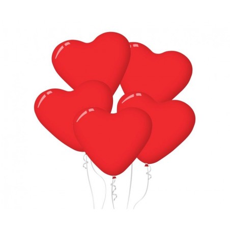 Balony Decomex SERCE CZERWONE lateksowe 11" pastel Red - 5 sztuk