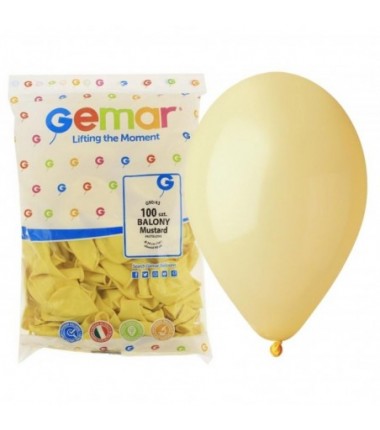 Balony Gemar 26 cm - 10" - musztardowe Mustard (macaron) Baby Yellow G90/043 - 100 sztuk