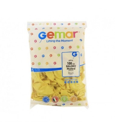 Balony Gemar 26 cm - 10" - musztardowe Mustard (macaron) Baby Yellow G90/043 - 100 sztuk