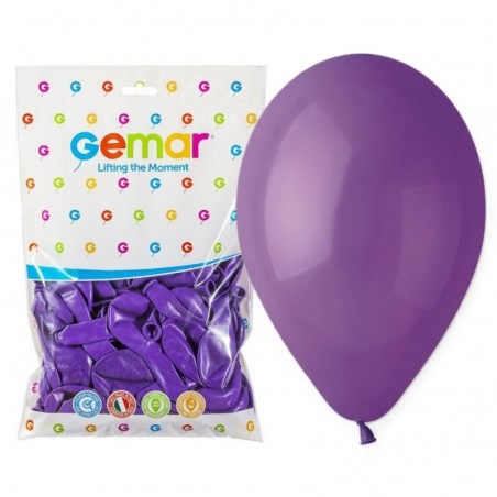 Balony Gemar 26 cm - 10" pastelowe fioletowe Purple G90/008 - 100 sztuk