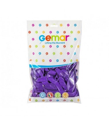 Balony Gemar 26 cm - 10" pastelowe fioletowe Purple G90/008 - 100 sztuk