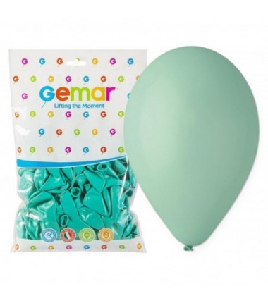 Balony Gemar 26 cm - 10" - pastelowe turkusowo-zielone (Zielony Bora) (macaron) Aquamarine G90/050 - 100 sztuk