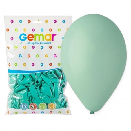 Balony Gemar 26 cm - 10" - pastelowe turkusowo-zielone (Zielony Bora) (macaron) Aquamarine G90/050 - 100 sztuk