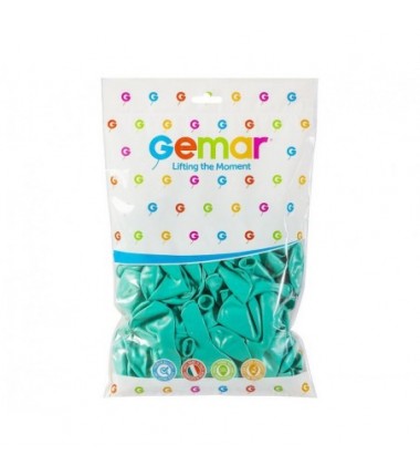 Balony Gemar 26 cm - 10" - pastelowe turkusowo-zielone (Zielony Bora) (macaron) Aquamarine G90/050 - 100 sztuk