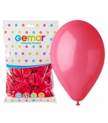 Balony Gemar 26 cm - 10" - pastelowe czerwone Red G90/005 - 100 sztuk