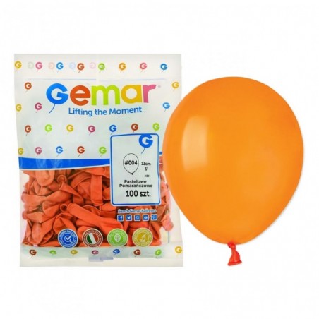 Balony Gemar 13 cm - 5" - pastelowe pomarańczowe Orange A50/004 - 100 sztuk