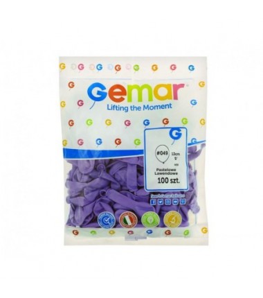 Balony Gemar 13 cm - 5" - pastelowe lawendowe Lavender A50/049 - 100 sztuk