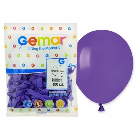 Balony Gemar 13 cm - 5" - pastelowe fioletowe Purple A50/008 - 100 sztuk