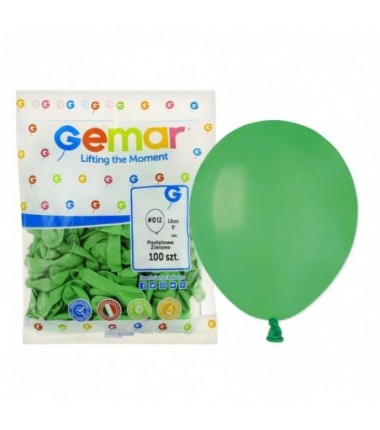 Balony Gemar 13 cm - 5" - pastelowe zielone Green A50/012 - 100 sztuk