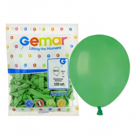 Balony Gemar 13 cm - 5" - pastelowe zielone Green A50/012 - 100 sztuk