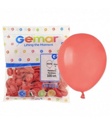 Balony Gemar 13 cm - 5" - pastelowe koralowe Corallo A50/078 - 100 sztuk