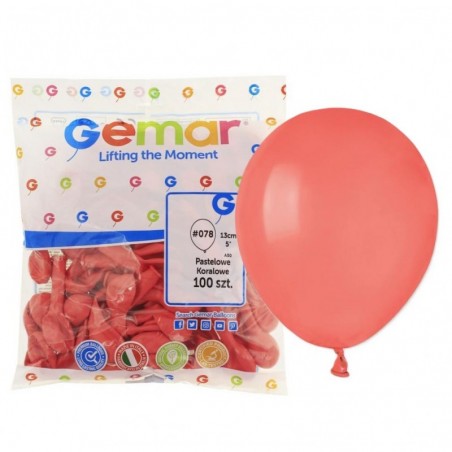 Balony Gemar 13 cm - 5" - pastelowe koralowe Corallo A50/078 - 100 sztuk