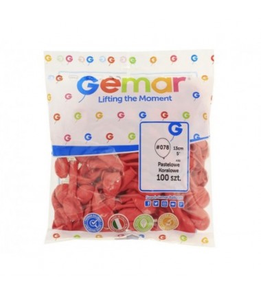 Balony Gemar 13 cm - 5" - pastelowe koralowe Corallo A50/078 - 100 sztuk
