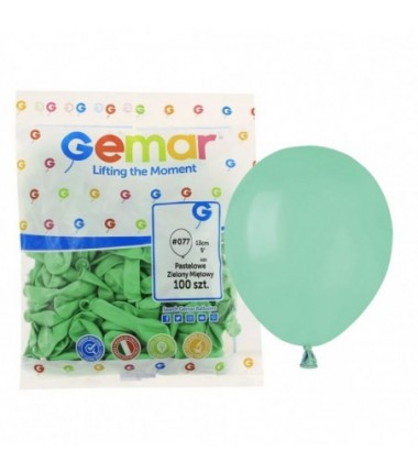 Balony Gemar 13 cm - 5" - pastelowe zielone miętowe (macaron) Mint Green A50/077 - 100 sztuk